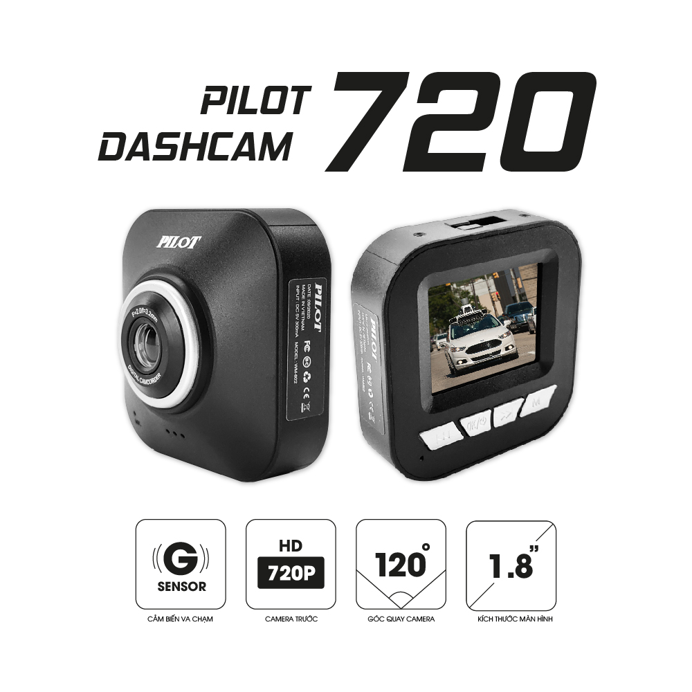 Camera hành trình Pilot Dashcam 720 – Cảm ứng 2″ – Quay video HD 720P